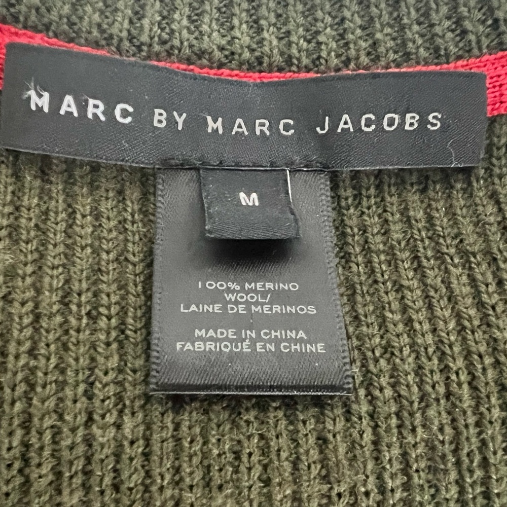 Marc by Marc Jacobs Dark Green Merino Dress with Embellished Silver Shoulder